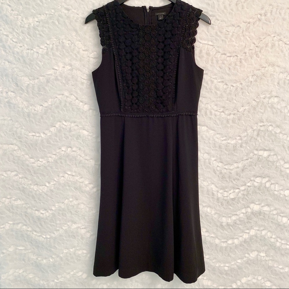 Ann Taylor | Black Sleeveless A-line Midi Dress